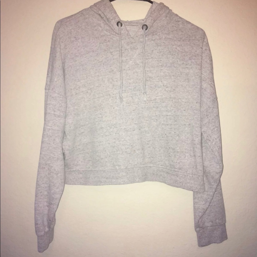 Grey Cropped Hoodie